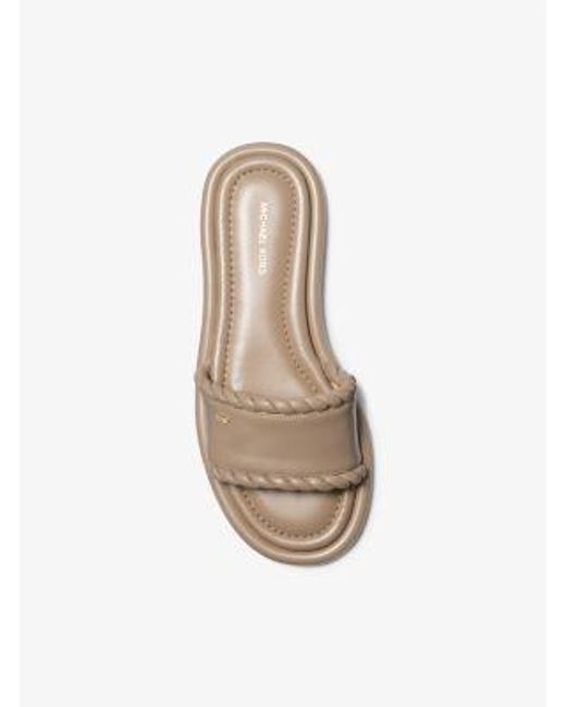 Michael Kors Brown Dana Leather Slide Sandal