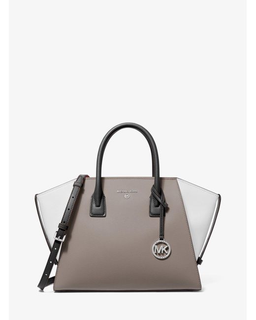 Michael Kors Avril Large Colorblock Pebbled Leather Topzip Satchel Lyst