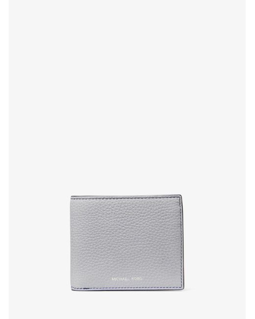 Michael Kors White Mk Hudson Pebbled Leather Billfold Wallet for men