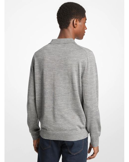 Michael Kors Gray Mk Wool Polo Jumper for men