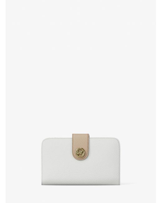 MICHAEL Michael Kors White Mk Pop Charm Medium Color-Block Pebbled Leather Logo Wallet