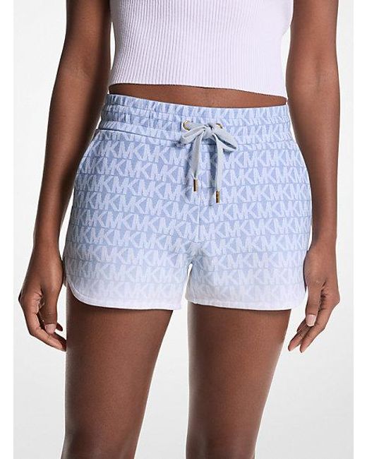 Michael Kors Blue Ombré Logo Cotton Blend Shorts