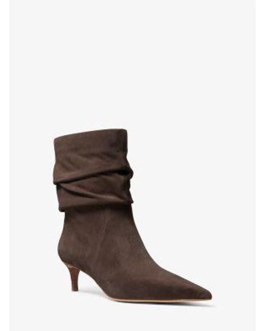 Michael Kors Brown Dawn Suede Ankle Boot