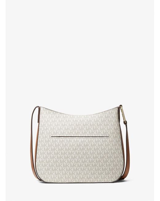 Borsa a tracolla Kensington grande con logo di MICHAEL Michael Kors in Natural
