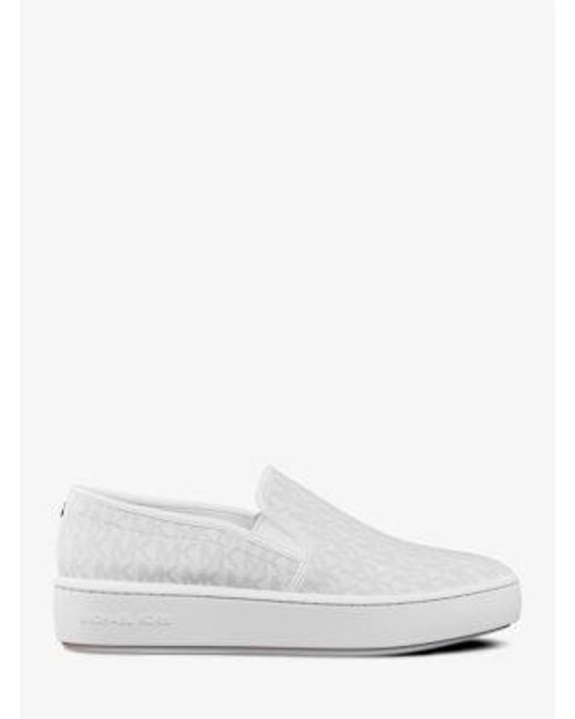 Michael Kors White Teddi Signature Logo Slip-On Sneaker