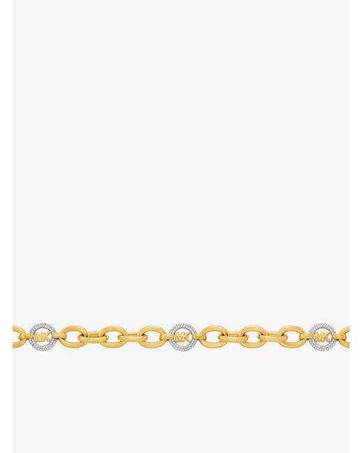 Michael Kors Metallic Pavé Mk Pop Charm Chain-Link Necklace