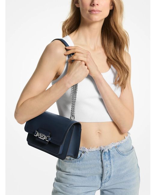 MICHAEL Michael Kors Blue Mk Heather Large Leather Shoulder Bag