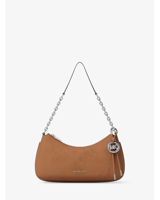 MICHAEL Michael Kors White Mk Nolita Medium Nubuck Chain Pochette