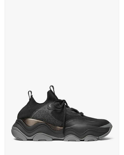 Michael Kors Black Atlas Mixed-Media Trainer for men