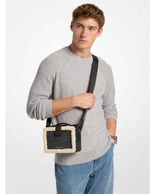 Michael Kors Black Cooper Suede And Sherpa Crossbody Bag for men