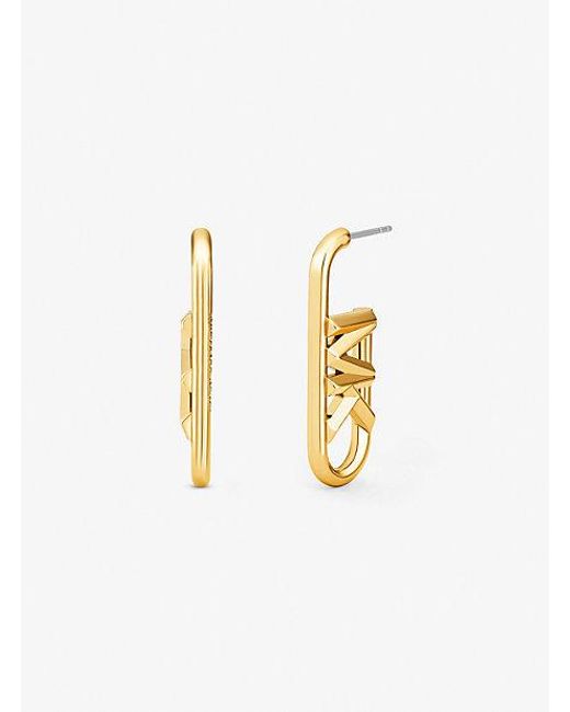 Michael Kors Metallic Brass Vertical Empire Link Stud Earrings