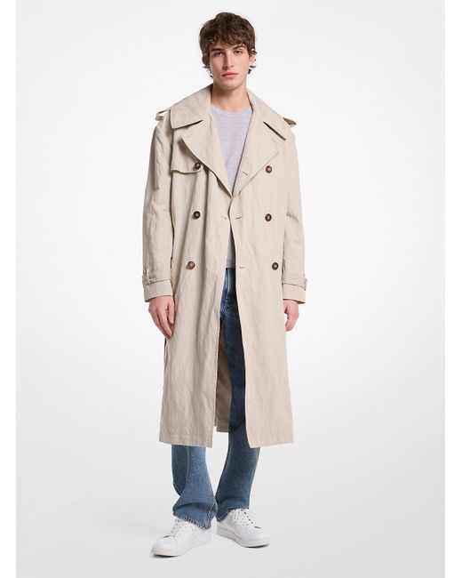 Michael Kors White Inox Oversized Cotton Blend Trench Coat for men