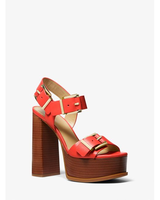 MICHAEL Michael Kors Red Colby Leather Platform Sandal