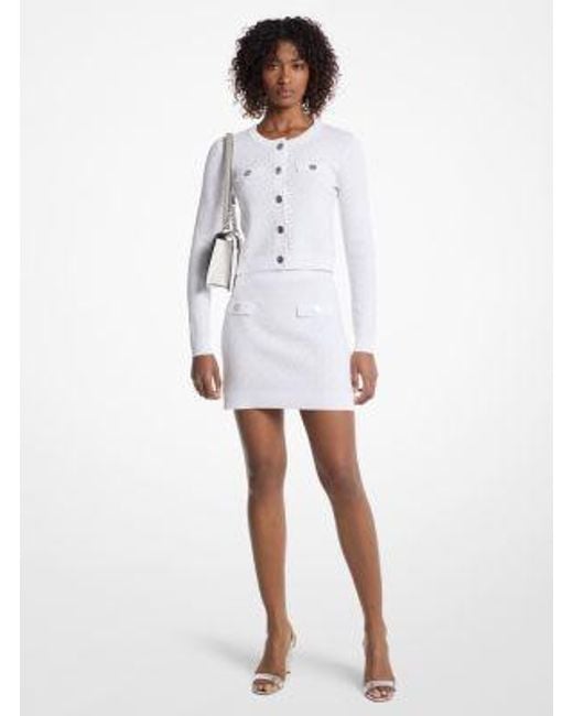 Michael Kors White Logo Jacquard Knit Skirt
