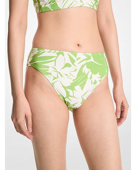 Michael Kors Green Palm Print Bikini Bottom