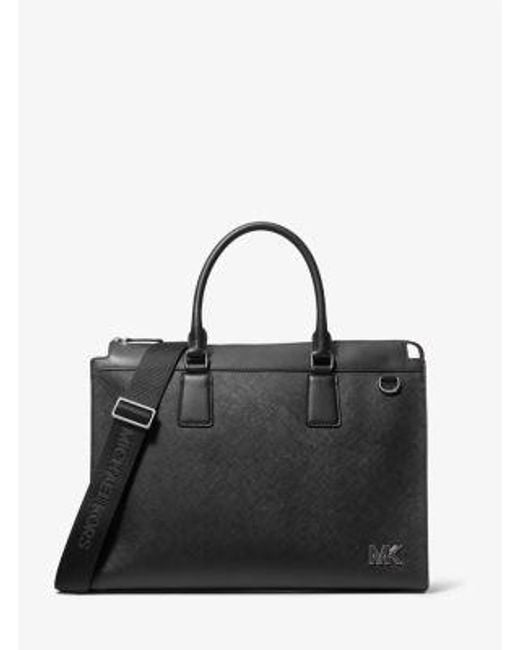 Michael Kors Black Edison Medium Scratch-Resistant Leather Briefcase for men