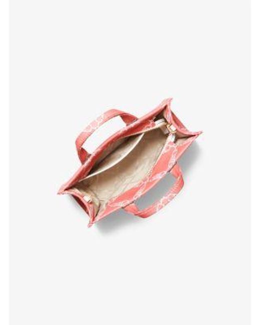 MICHAEL Michael Kors Pink Mk Gigi Small Empire Logo Jacquard Small Tote Bag