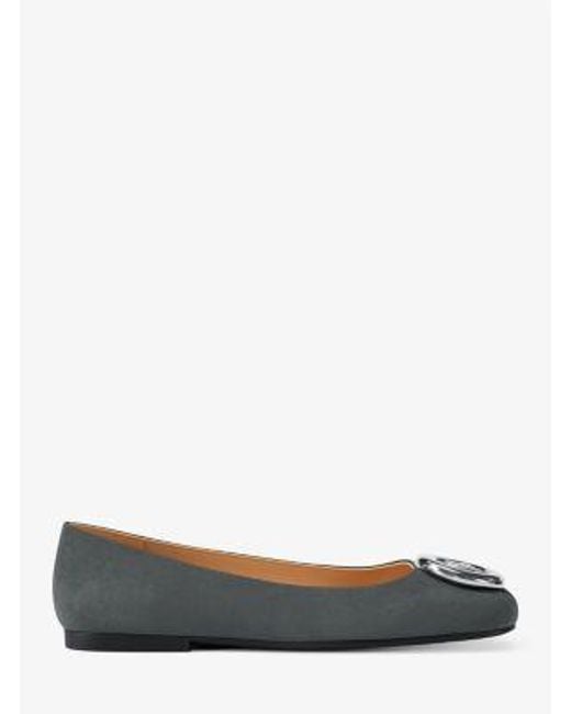 Michael Kors White Mk Milan Suede Ballet Flat