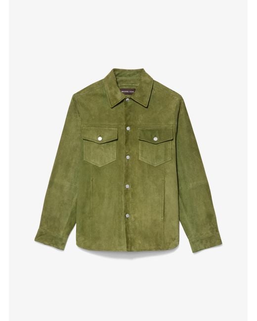 Michael Kors Green Mk Suede Shirt Jacket for men