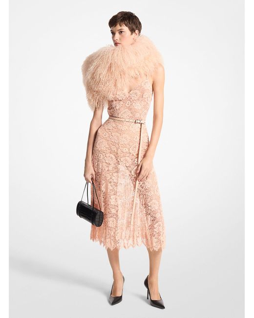 Michael Kors Natural Lace Silk-Lined Slip Dress