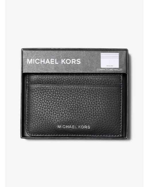 Michael Kors Gray Mk Hudson Pebbled Leather Card Case for men