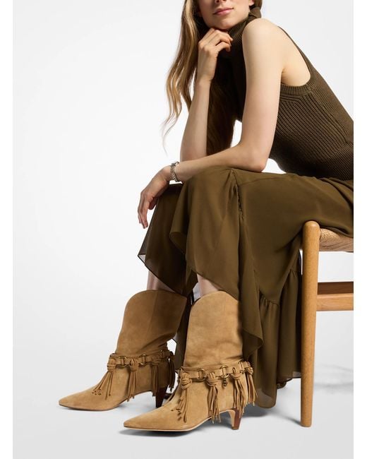 Michael Kors Natural Daniela Fringe Suede Boot