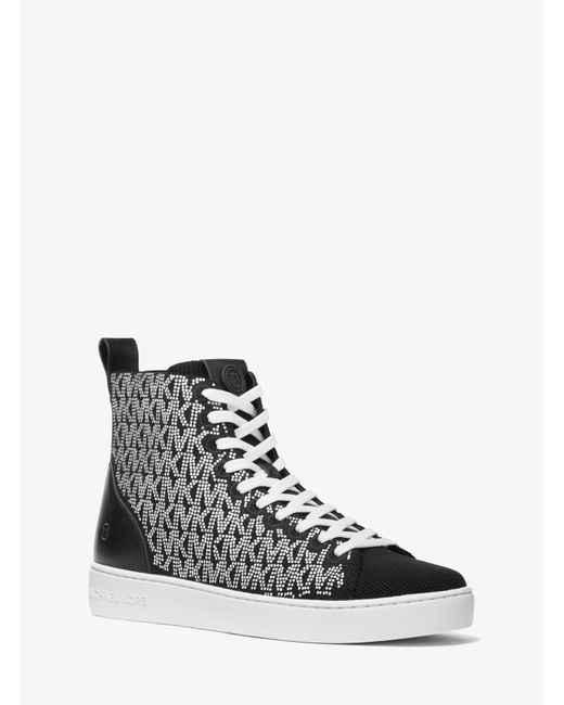 Michael Kors White Hi-Top-Sneaker Edie Aus Textil Mit Logo Und Kristallverzierungen