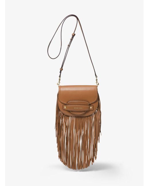 MICHAEL Michael Kors Multicolor Mk Cary Small Fringed Leather Saddle Bag