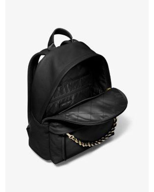Michael Kors Black Mk Slater Medium Pebbled Leather Backpack