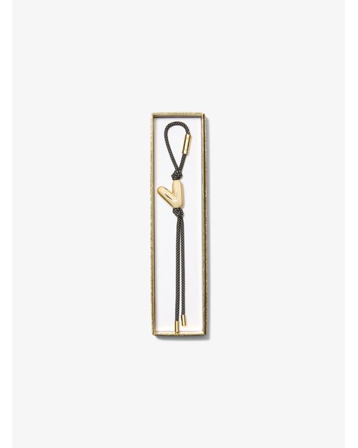 MICHAEL Michael Kors White Mk Initial-Tone And Speckled Cord Bag Charm