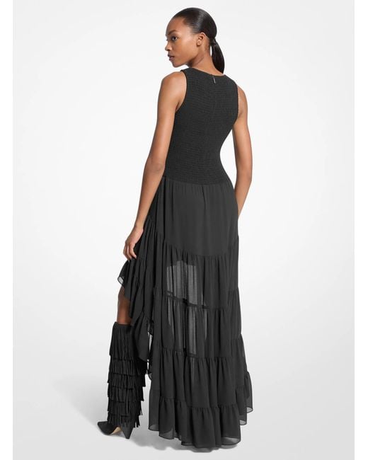 Michael Kors Black High Low Smock Maxi Dress