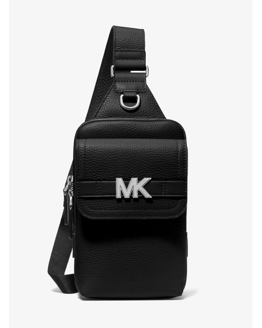 Michael Kors Black Hudson Pebbled Leather Sling Pack for men