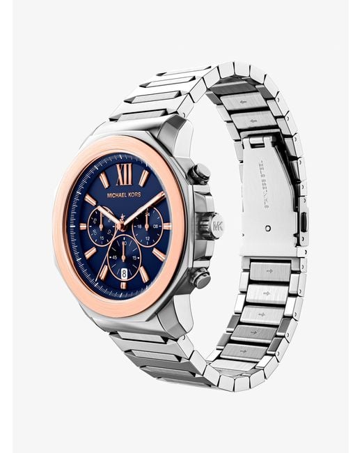 Michael Kors Blue Oversized Prescott Two-Tone Watch for men