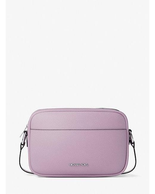 Michael Kors Purple Jet Set Large Pebbled Leather Camera Crossbody Bag