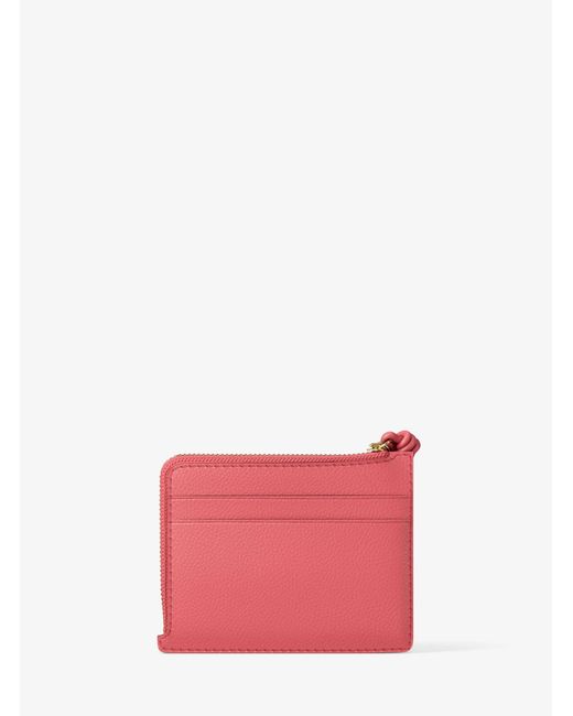 MICHAEL Michael Kors Pink Jet Set Small Pebbled Leather Card Case Wristlet