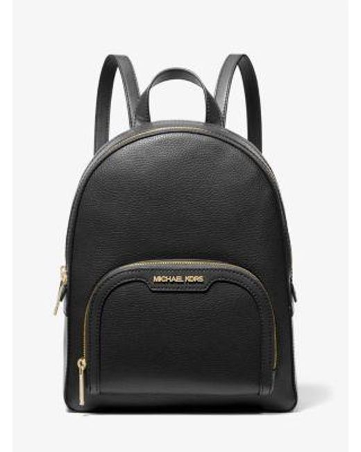 Michael Kors Black Jaycee Medium Pebbled Leather Backpack