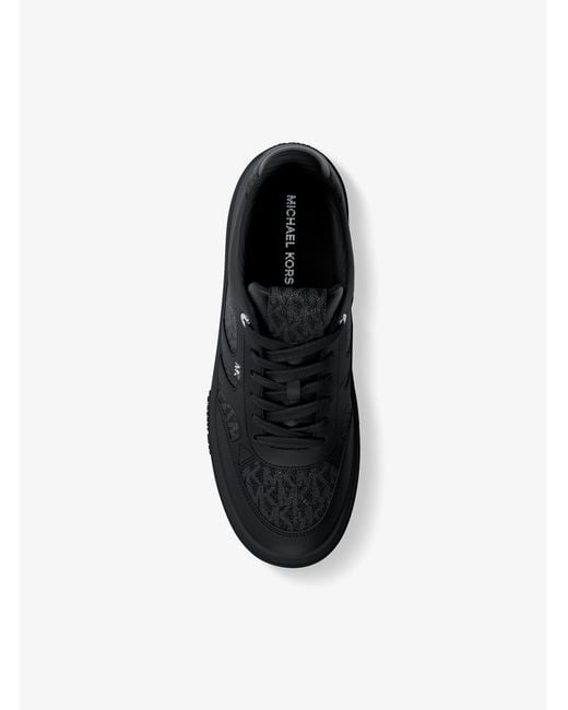 Michael Kors Black Mk Dane Mixed-Media Trainers for men