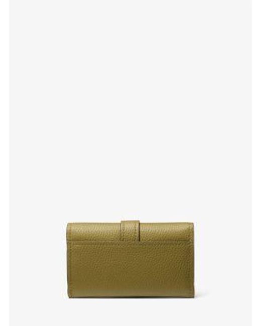 Michael Kors Green Nolita Medium Pebbled Leather Tri-Fold Wallet