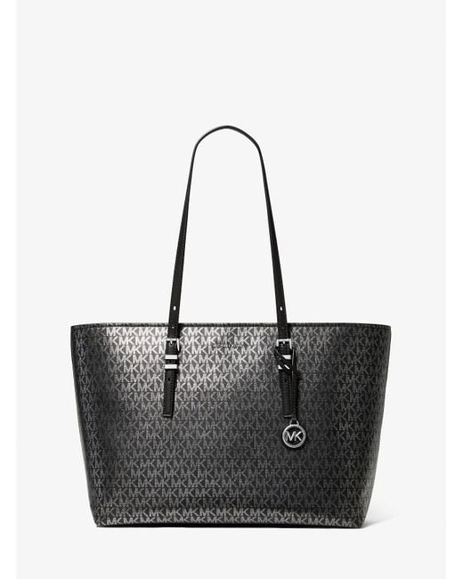 Mkbolso Tote Quinn Grande Metalizado Con Logotipo MICHAEL Michael Kors de color Black