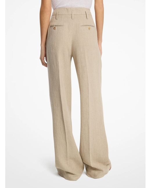 Michael Kors Natural Mk Linen Serge Pleated Trousers