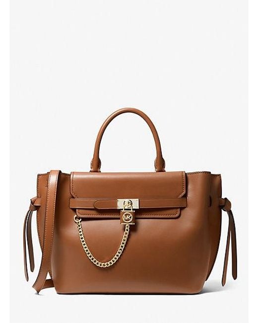 MICHAEL Michael Kors Hamilton Legacy Large Leather Belted Satchel in Brown Lyst