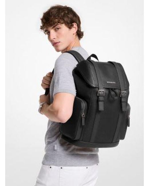 Michael Kors Black Cooper Pebbled Leather Backpack for men