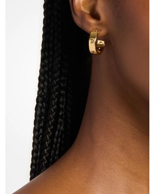 Michael Kors Metallic Logo Huggie Earrings