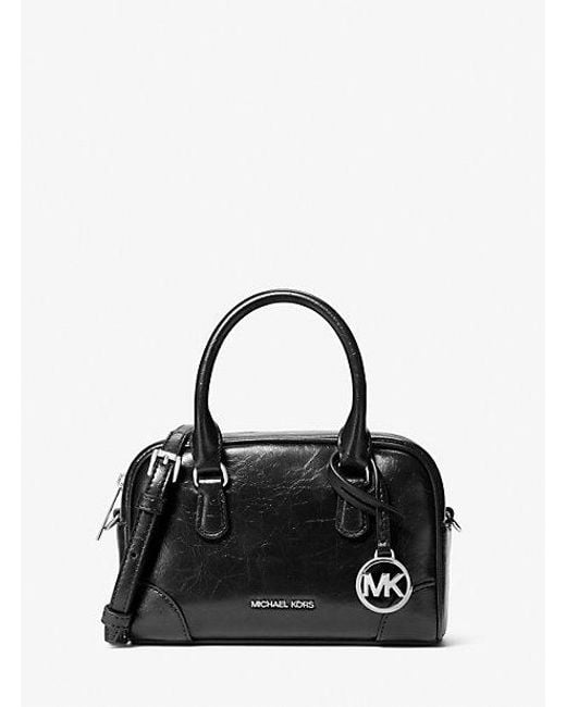 Michael Kors Black Thompson Extra-Small Distressed Convertible Satchel