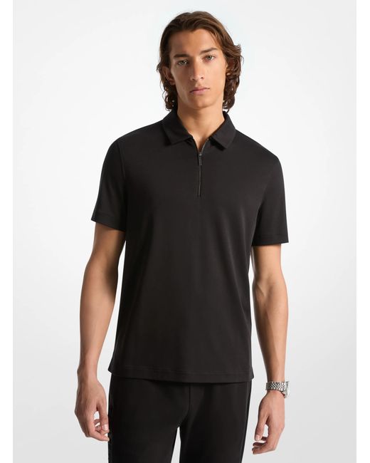 Michael Kors Black Polo With Half Zip for men