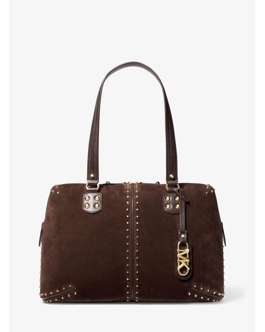 MICHAEL Michael Kors Brown Astor Large Studded Leather Tote Bag
