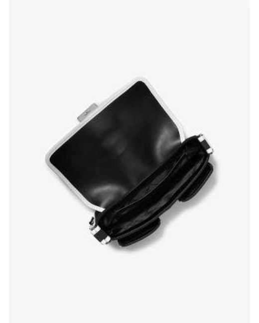 Michael Kors White Mk Colby Medium Two-Tone Neoprene Shoulder Bag