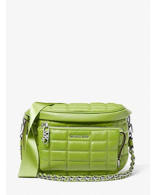 Michael Kors Green Slater Medium Quilted Leather Sling Pack