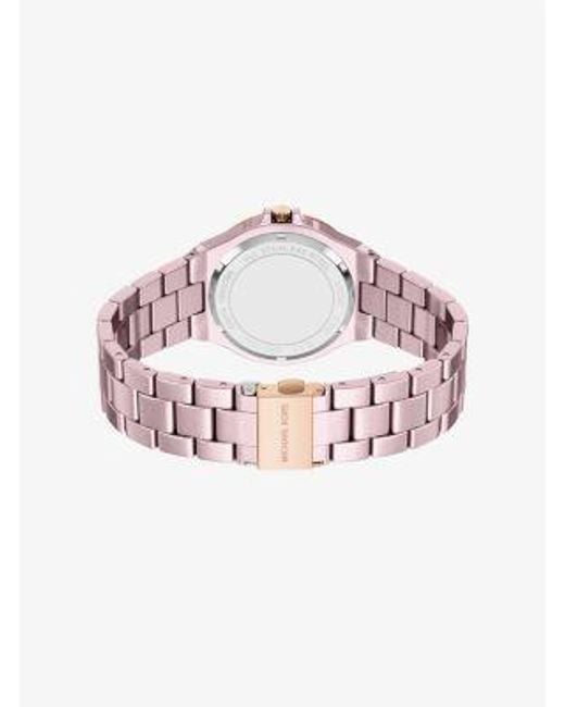 Michael Kors Pink Mini Lennox Pavé-Tone Watch