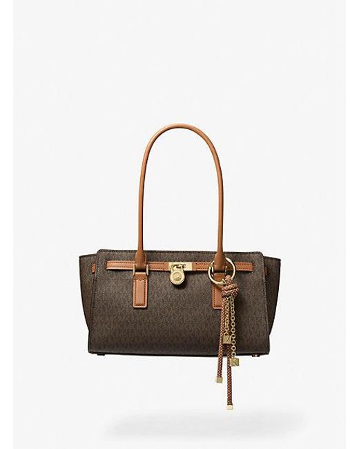 MICHAEL Michael Kors White Mk Hamilton Moderne Small Signature Logo Satchel
